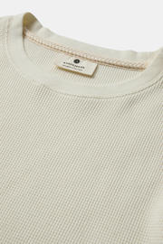 thumbnail: Beige heren Anerkjendt T-shirt van stretchkatoen met effen, korte mouwen, ronde hals en textuur