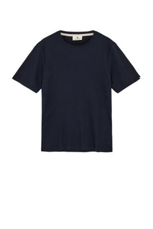T-shirt met textuur donkerblauw