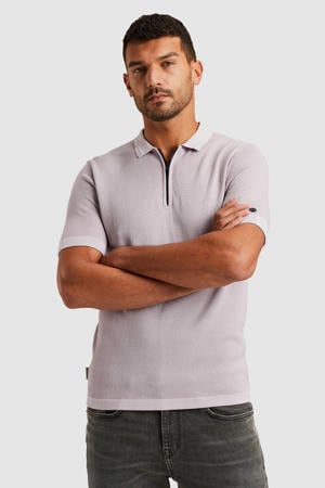 regular polo met ingebreid patroon roze