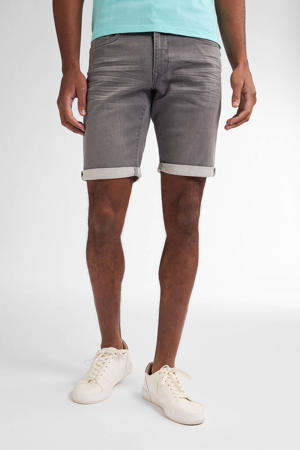 slim denim short grijs