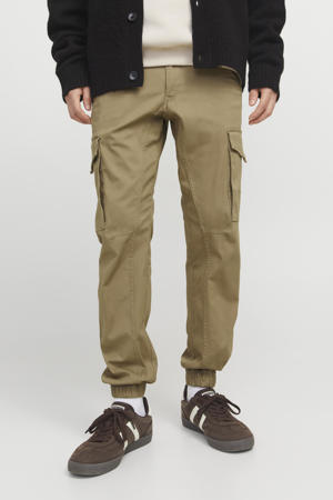 slim cargo broek kaki
