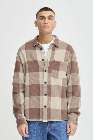 overshirt met textuur bruin