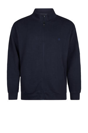 sweatvest met textuur donkerblauw