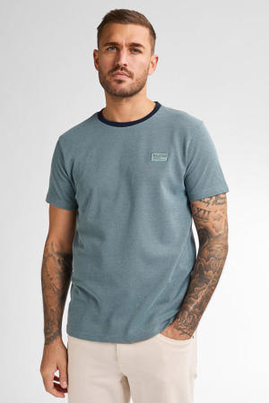 T-shirt met ingebreid patroon blauw