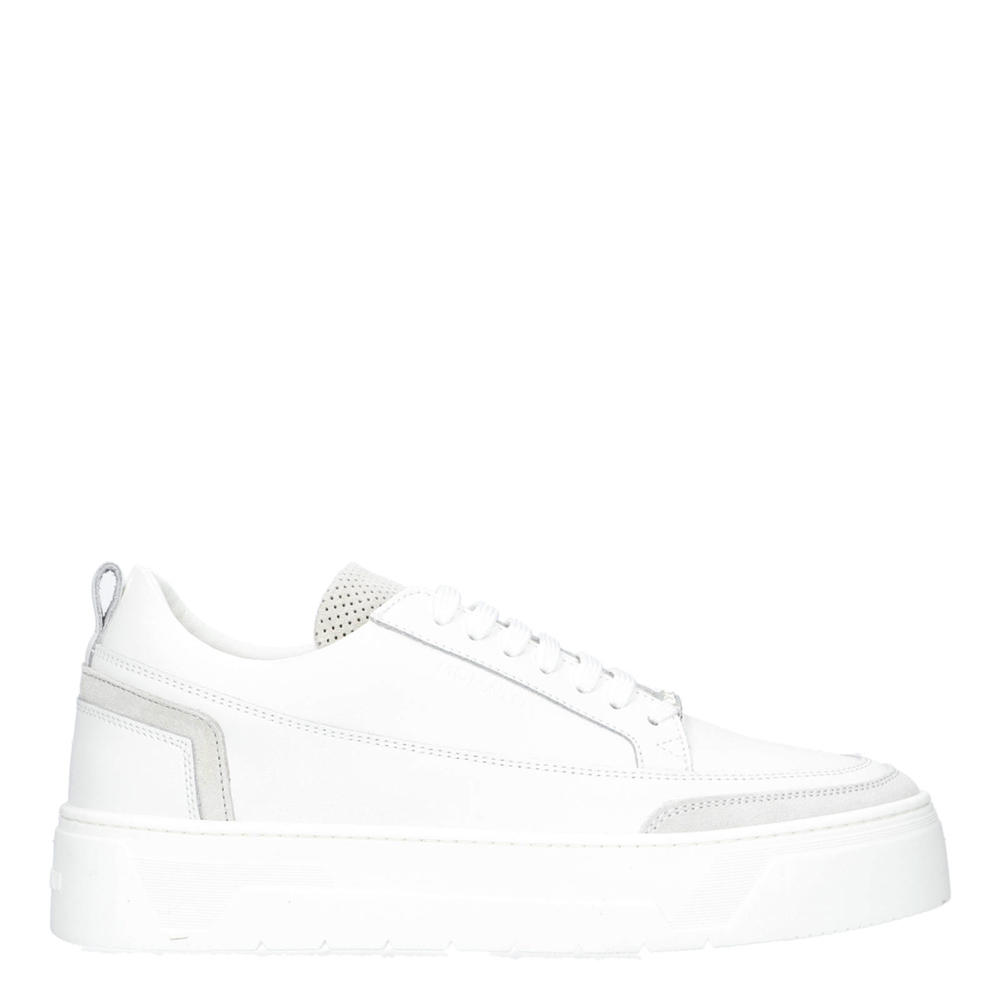 Wit en beige heren Antony Morato Flint powder leren sneaker van 70% leer/ 30% imitatieleer met veters