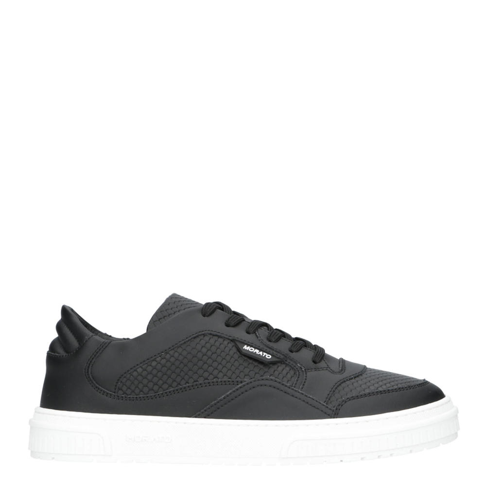 Zwarte heren Antony Morato Connie animal leren sneakers met veters