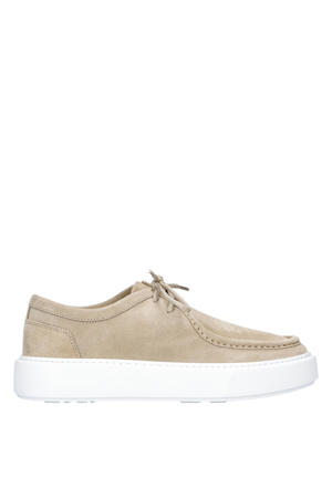 Nicholas  leren veterschoenen beige