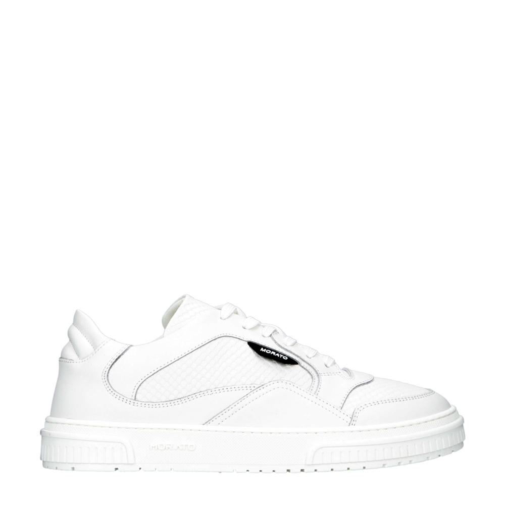 Witte heren Antony Morato Connie animal leren sneakers met veters
