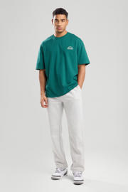 thumbnail: Groene heren America Today T-shirt van katoen met backprint, korte mouwen en ronde hals
