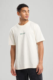thumbnail: Ecru heren America Today t-shirt van katoen met backprint, korte mouwen en ronde hals