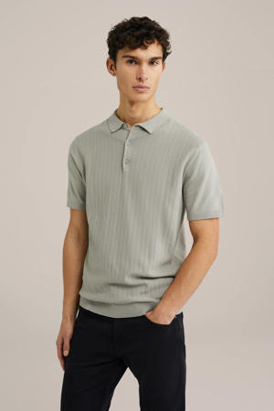 regular polo fijn gebreid grijs