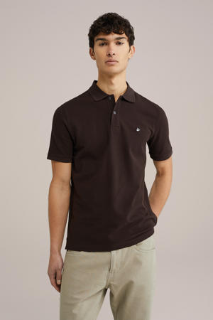 slim fit polo donkerbruin