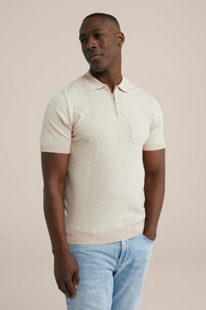 regular polo fijn gebreid beige