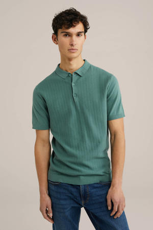 regular polo fijn gebreid groen