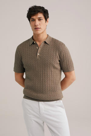 regular polo fijn gebreid bruin