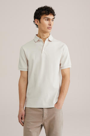 slim polo rib gebreid beige