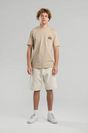 thumbnail: Beige heren America Today T-shirt van katoen met backprint, korte mouwen en ronde hals