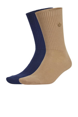 sokken - set van 2 donkerblauw/bruin