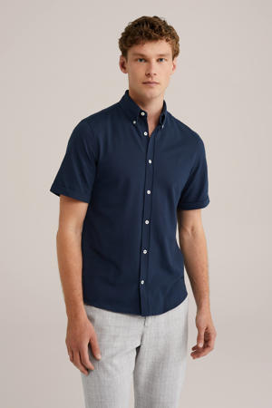 slim fit overhemd heavy blue