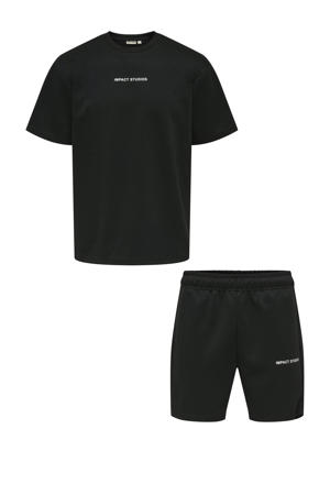 T-shirt met sweatshort zwart - (set van 2)