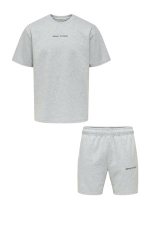 T-shirt met sweatshort grijs - (set van 2)