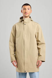 thumbnail: Beige heren America Today regenjas van polyester met effen, capuchon en ritssluiting
