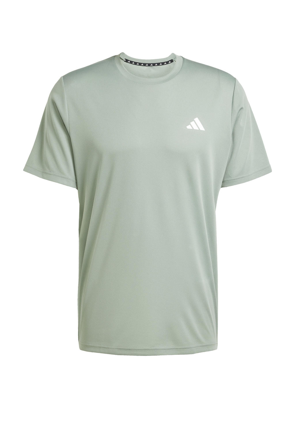 Lichtgroene heren adidas Performance sportshirt van polyester met korte mouwen en ronde hals
