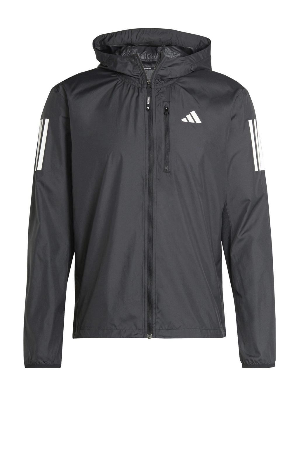 Zwarte heren adidas Performance outdoorjas van polyester met lange mouwen