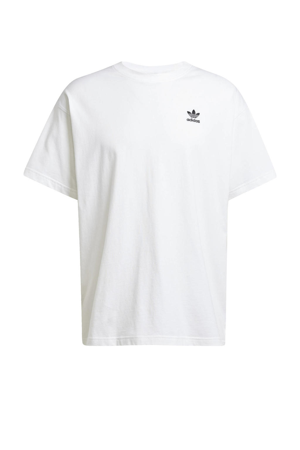 Wit en zwarte heren adidas Originals T-shirt van katoen met logo dessin, korte mouwen en ronde hals