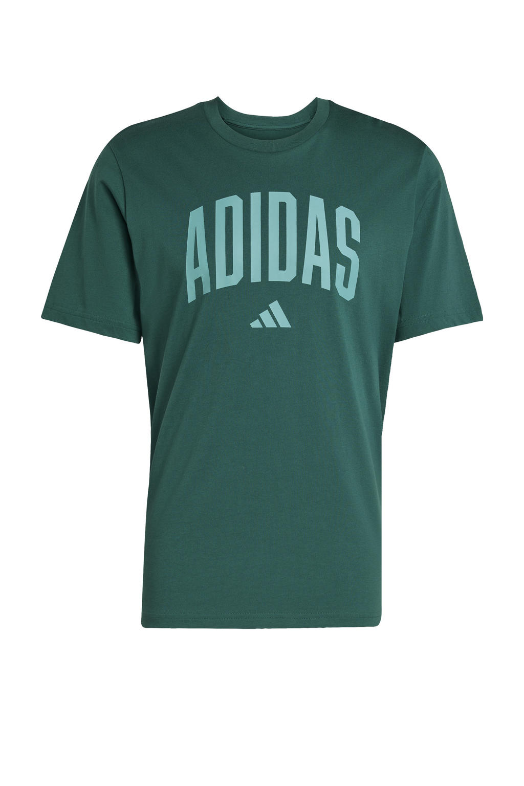 Donkergroene heren adidas Sportswear T-shirt van katoen met printopdruk, korte mouwen en ronde hals