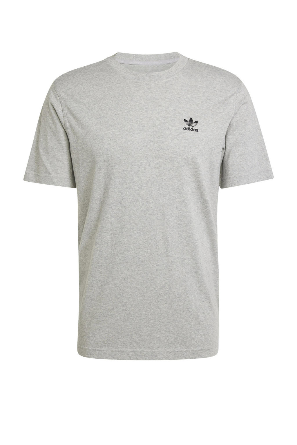Grijs en zwarte heren adidas Originals T-shirt van katoen met effen, korte mouwen en ronde hals