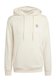 thumbnail: Witte heren adidas Originals Trefoil Essentials hoodie van katoen met logo dessin, lange mouwen, capuchon en trekkoorden