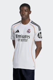 thumbnail: Wit en zwarte heren adidas Performance senior Real Madrid voetbalshirt van polyester met korte mouwen en V-hals