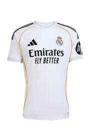 thumbnail: Wit en zwarte heren adidas Performance senior Real Madrid voetbalshirt van polyester met korte mouwen en V-hals
