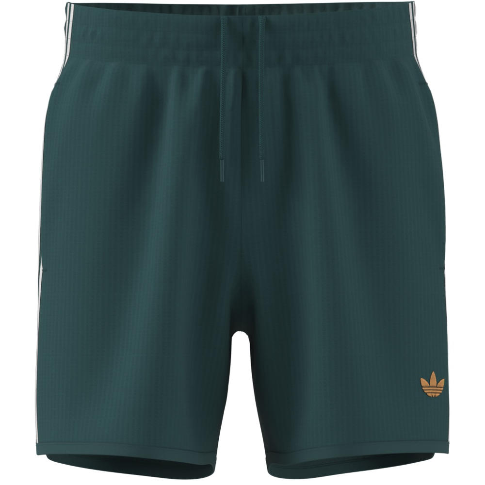 Donkergroene heren adidas Originals Waffle Knit er short van polyamide met rechtvallend, elastische tailleband en effen