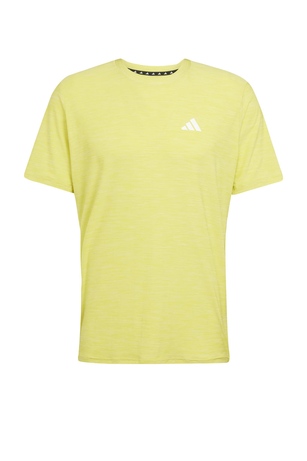 Geel en witte heren adidas Performance sportshirt van polyester met melée print, korte mouwen en ronde hals