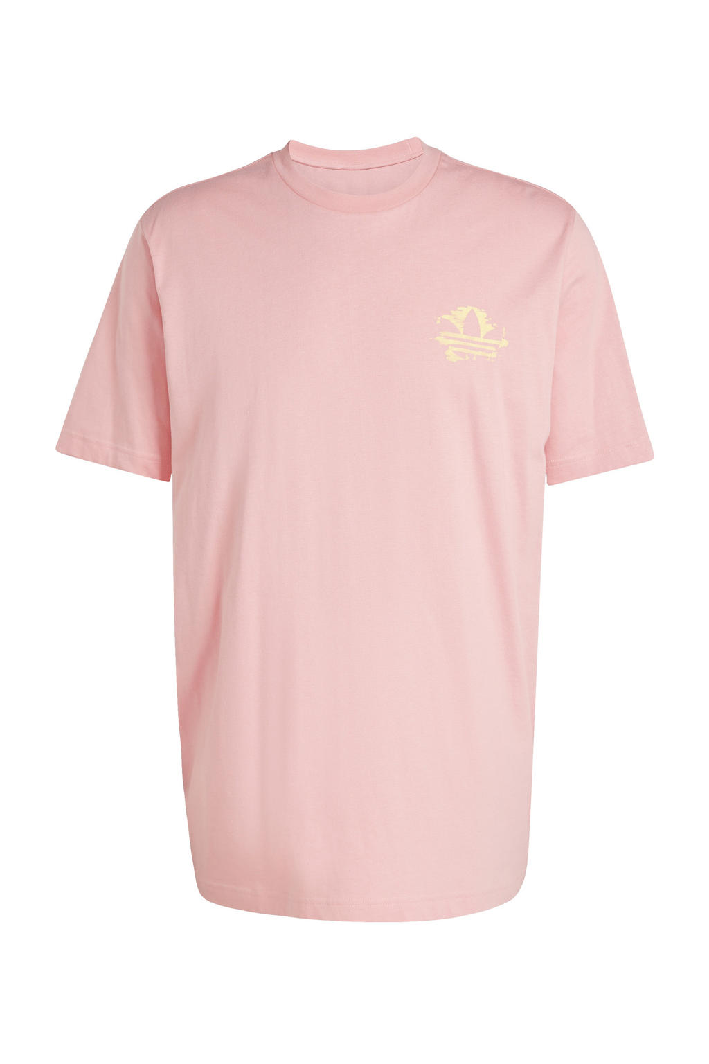 Roze heren adidas Originals T-shirt van katoen met meerkleurige print, korte mouwen en ronde hals