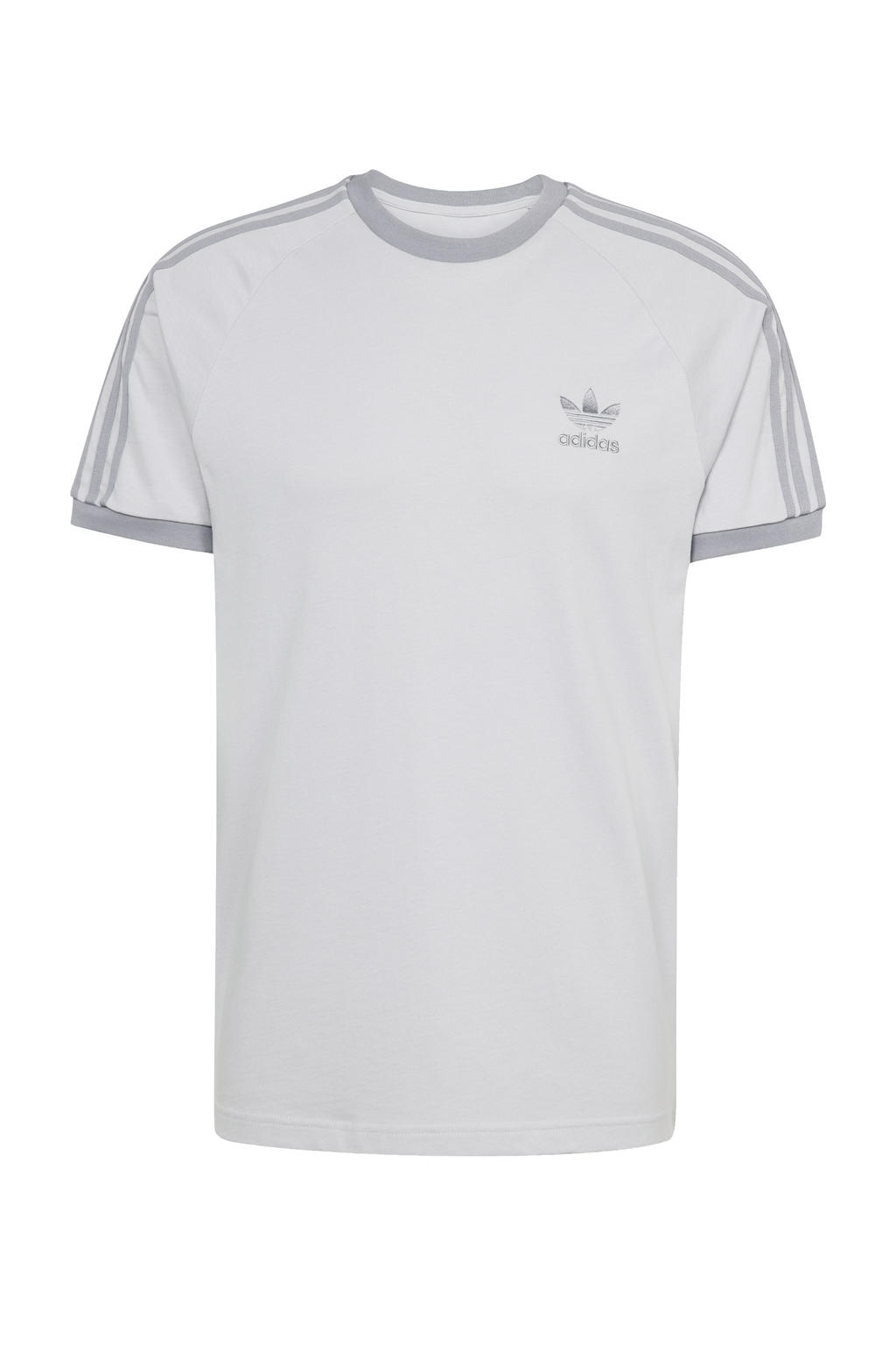 Grijze heren adidas Originals T-shirt van katoen met effen, korte mouwen en ronde hals