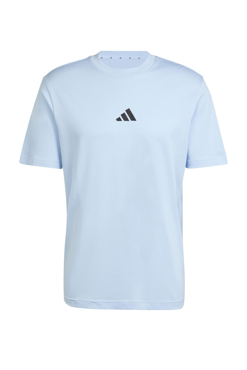 Lichtblauwe heren adidas Sportswear T-shirt van katoen met logo dessin, korte mouwen en ronde hals