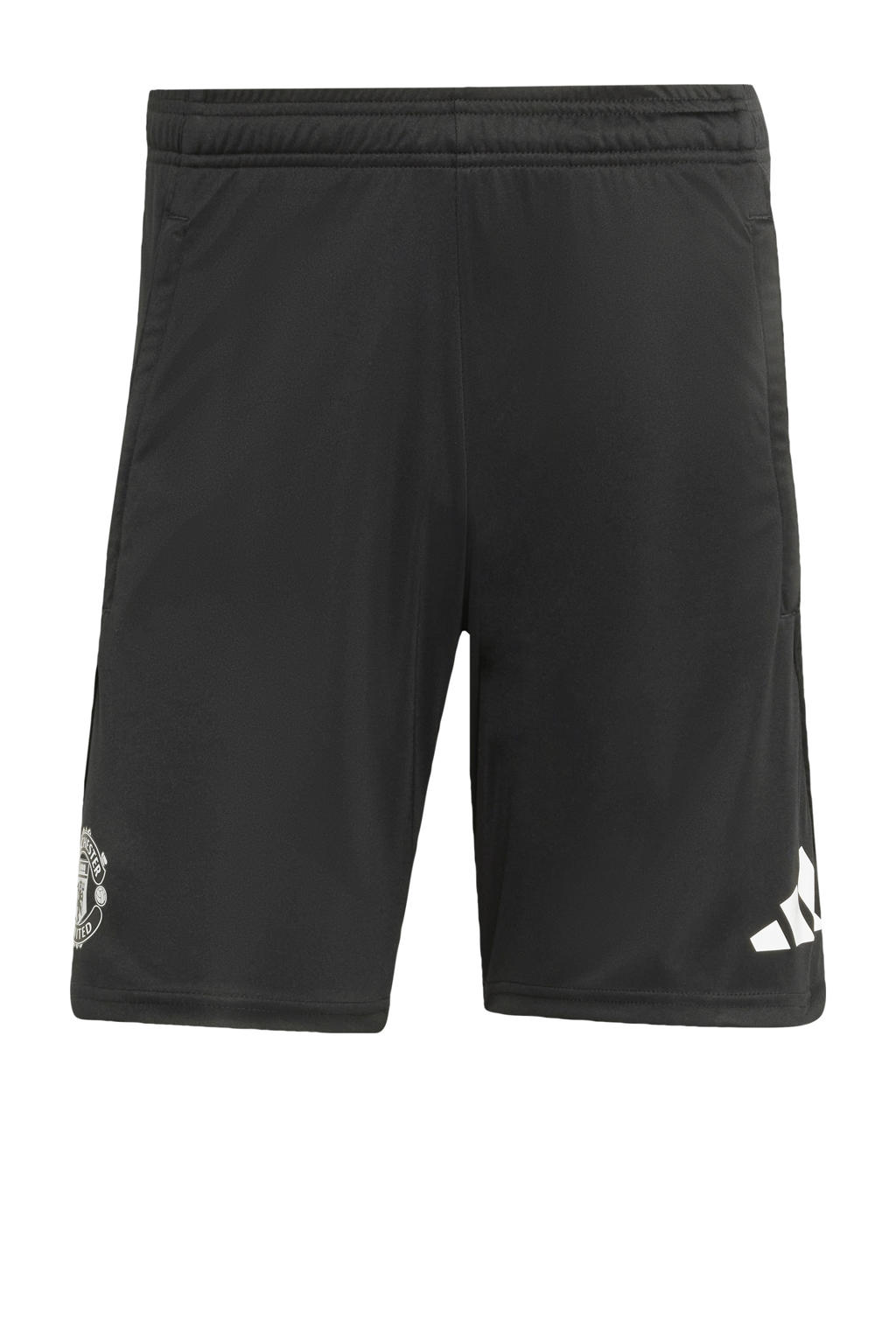 Zwart en paarse heren adidas Performance Senior Manchester United voetbalshort van polyester met regular fit, elastische tailleband met koord en logo dessin