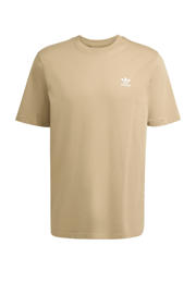 thumbnail: Beige heren adidas Originals T-shirt van katoen met effen, korte mouwen en ronde hals