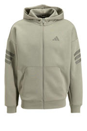 thumbnail: Beige en gele heren adidas Sportswear sweatvest van polyester met logo dessin, lange mouwen, capuchon en ritssluiting