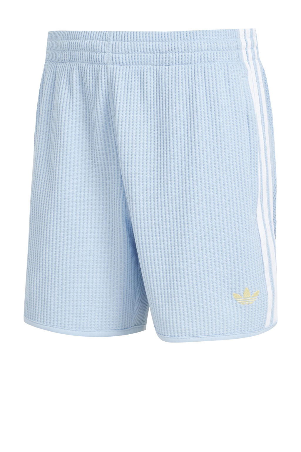 Lichtblauwe heren adidas Originals Waffle Knit er short van polyamide met rechtvallend, elastische tailleband en effen