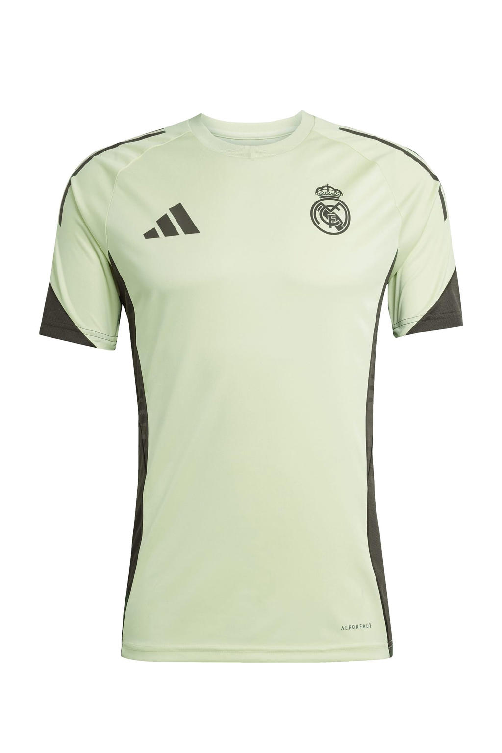 Lichtgele heren adidas Performance senior Real Madrid voetbalshirt van polyester met korte mouwen en ronde hals