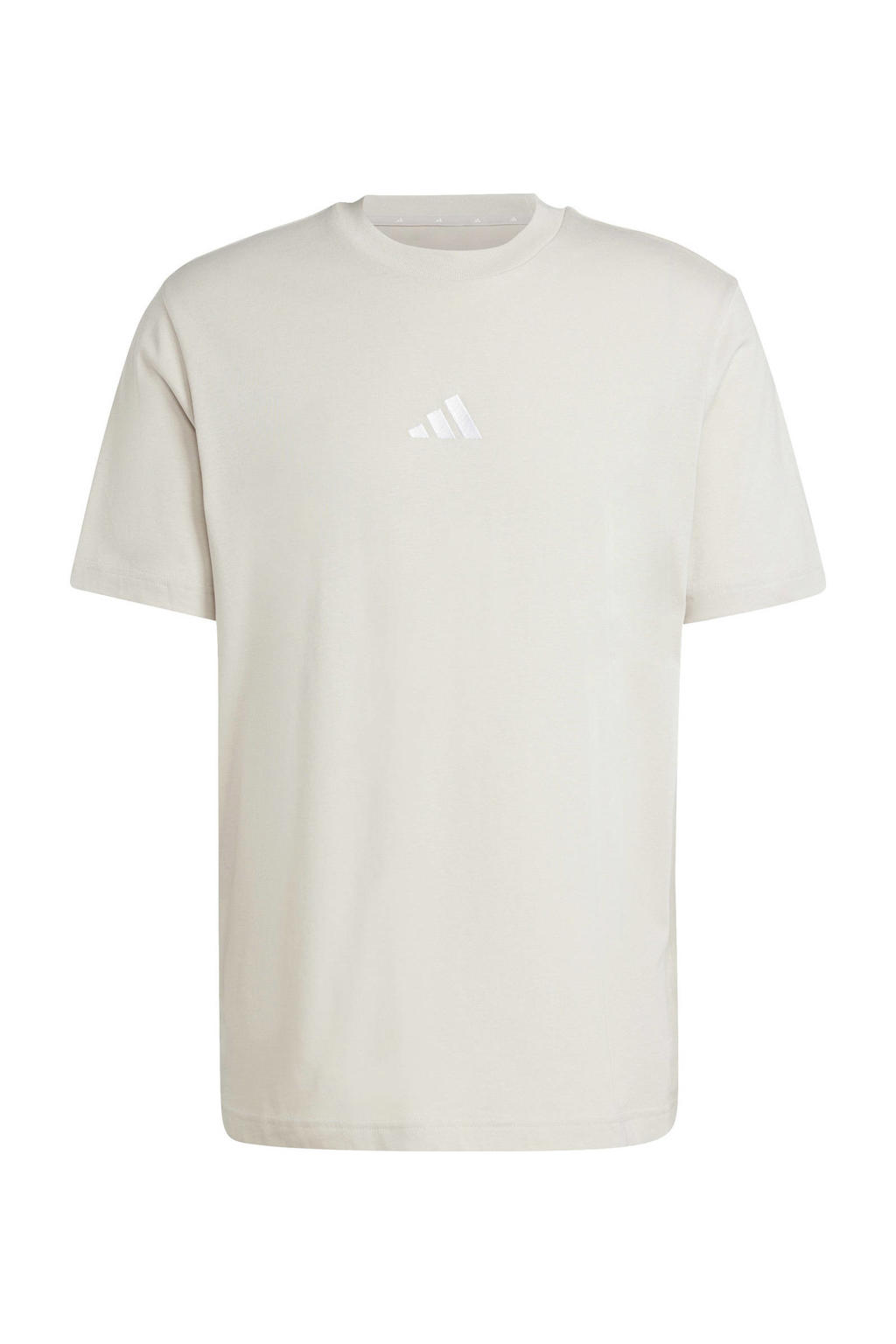 Beige heren adidas Sportswear T-shirt van katoen met logo dessin, korte mouwen en ronde hals