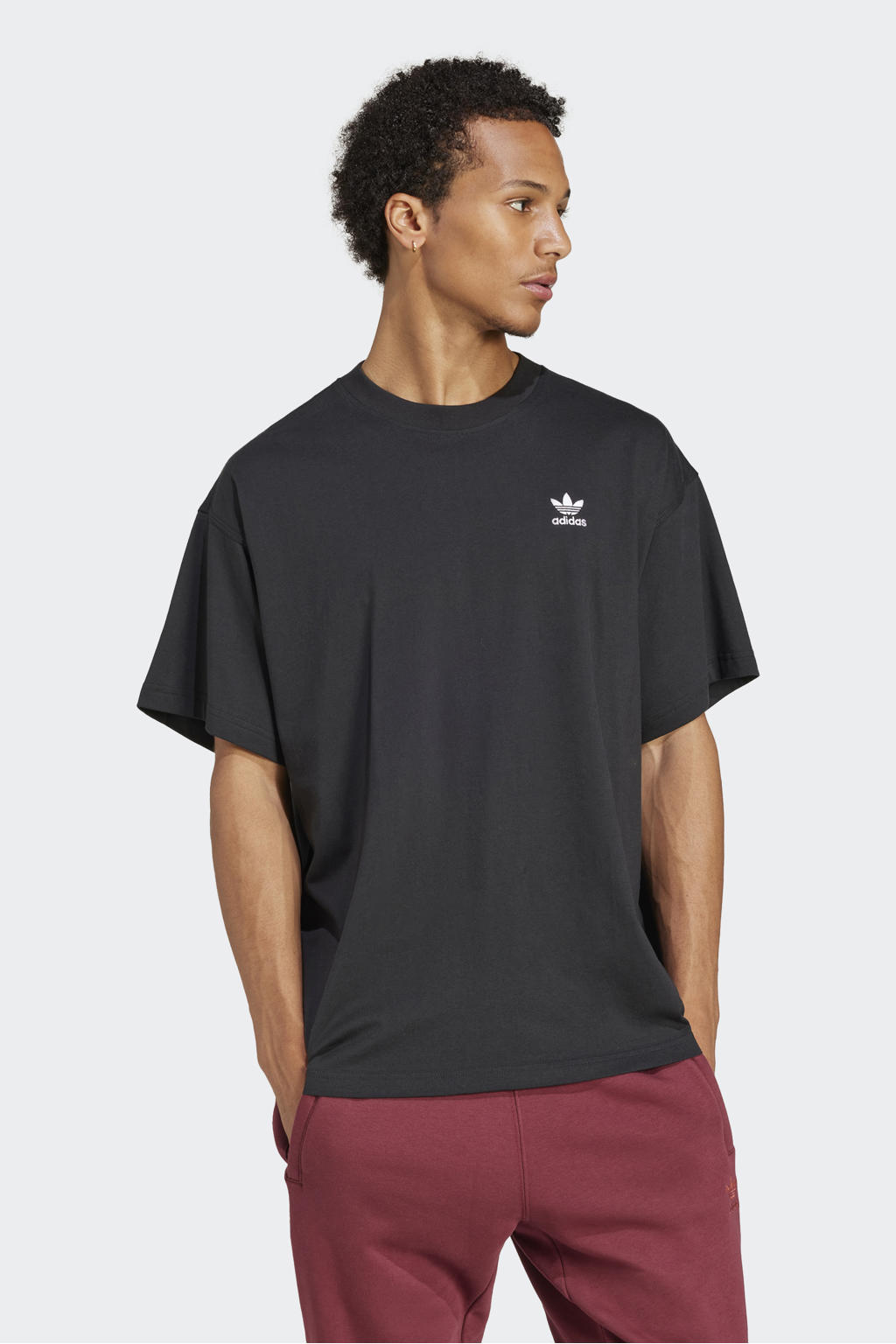 Zwarte heren adidas Originals T-shirt van katoen met logo dessin, korte mouwen en ronde hals