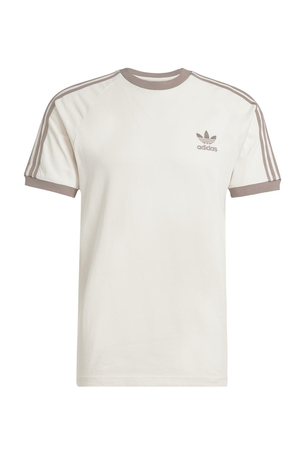 Beige heren adidas Originals T-shirt van katoen met effen, korte mouwen en ronde hals
