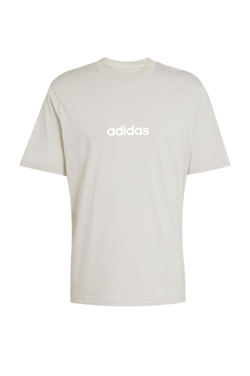 Beige heren adidas Sportswear T-shirt van katoen met logo dessin, korte mouwen en ronde hals