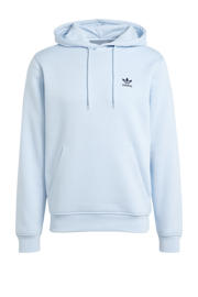 thumbnail: Lichtblauwe heren adidas Originals Trefoil Essentials hoodie van fleece met effen, lange mouwen en capuchon