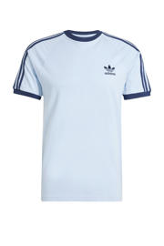thumbnail: Lichtblauw en donkerblauwe heren adidas Originals T-shirt van katoen met effen, korte mouwen en ronde hals